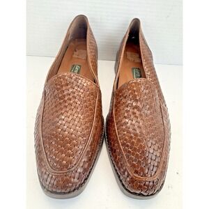 Easy Spirit Women's‎ Brown Leather Weave Slip On Loafer Size 10.5B